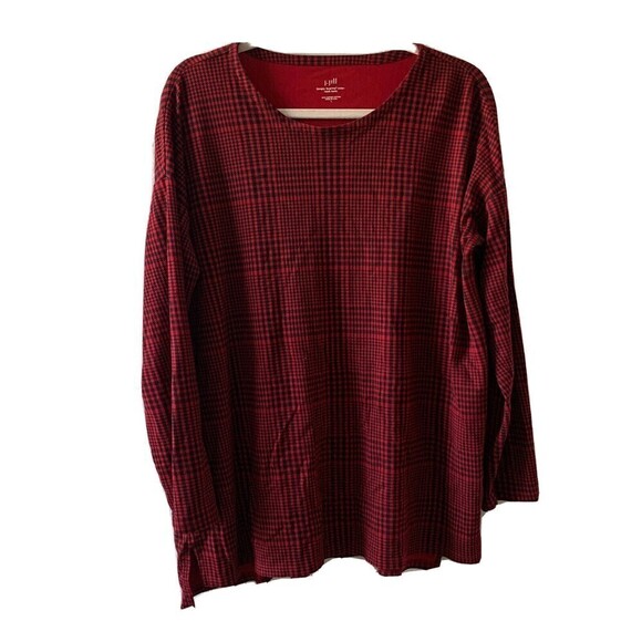 J. Jill Tops - J. Jill Sz Large Multicolor Houndstooth Simply Supima Cotton Crew Neck Tunic Top